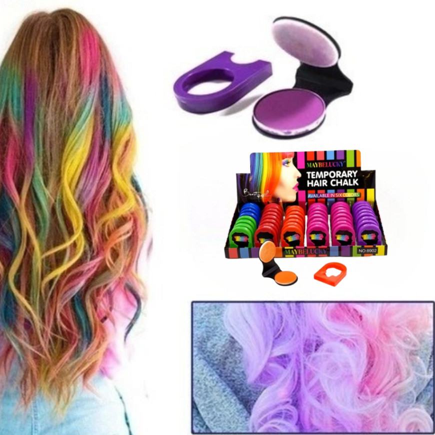 Kit Com 6 Tinta Giz Colorida Lavável/ Temporária Para Cabelo em Oferta na Shopee