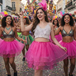 Saia Tule Com Babados Colorida Para Fantasia e Carnaval