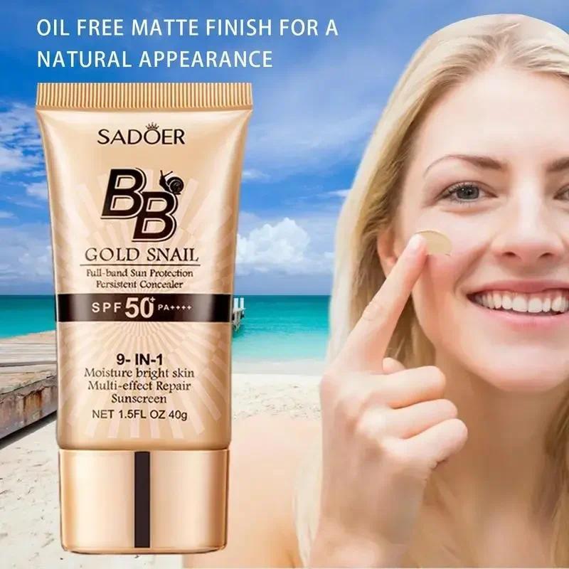 SADOER Golden Snail BB Cream/Creme Corretivo Refinador De Beleza Isolante De Protetor Solar/Base De Longa Duração Contro
