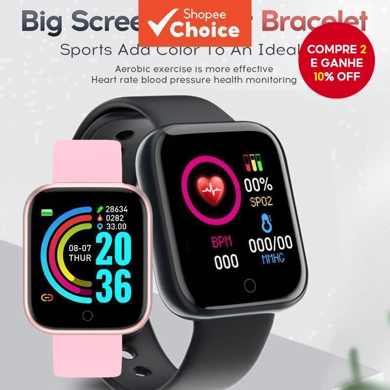 Relógio Inteligente Y68 D20 Pulseira Bluetooth Freqüência Cardíaca Smartwatch Para Mulher em Oferta na Shopee
