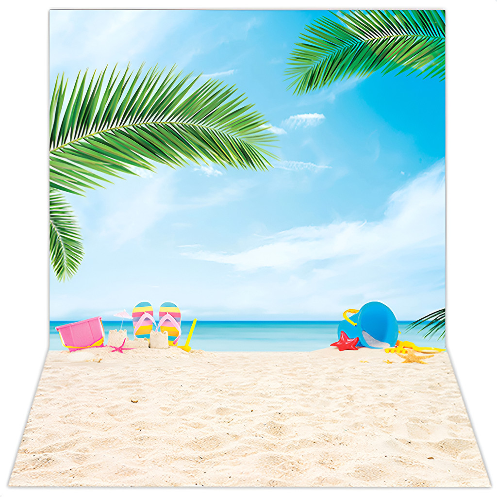 Fundo Fotográfico Verão Em Tecido 1,20x1,70m Modelos Cor Verão Praia FFP-139 - Vert