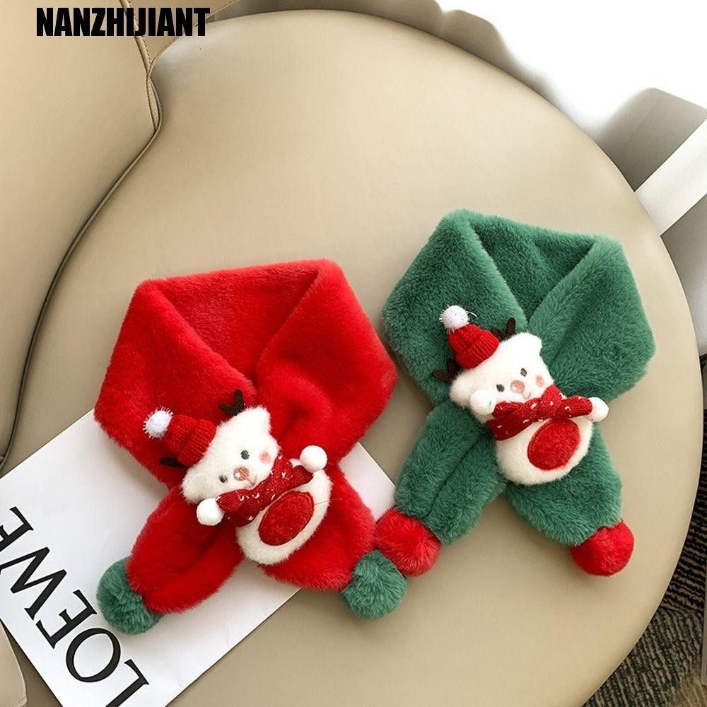 NANZHIJIANT Lenço De Natal Ao Ar Livre Quente Inverno Cachecol Gola Pompom Crianças Meninos Meninas Envoltório De Pelúci