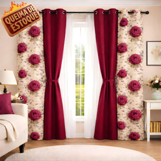 Cortina Para Sala Quarto Floratta Grande 2,00x1,70 Beleza que Valoriza o Espaço A Pronta Entrega em Oferta na Shopee