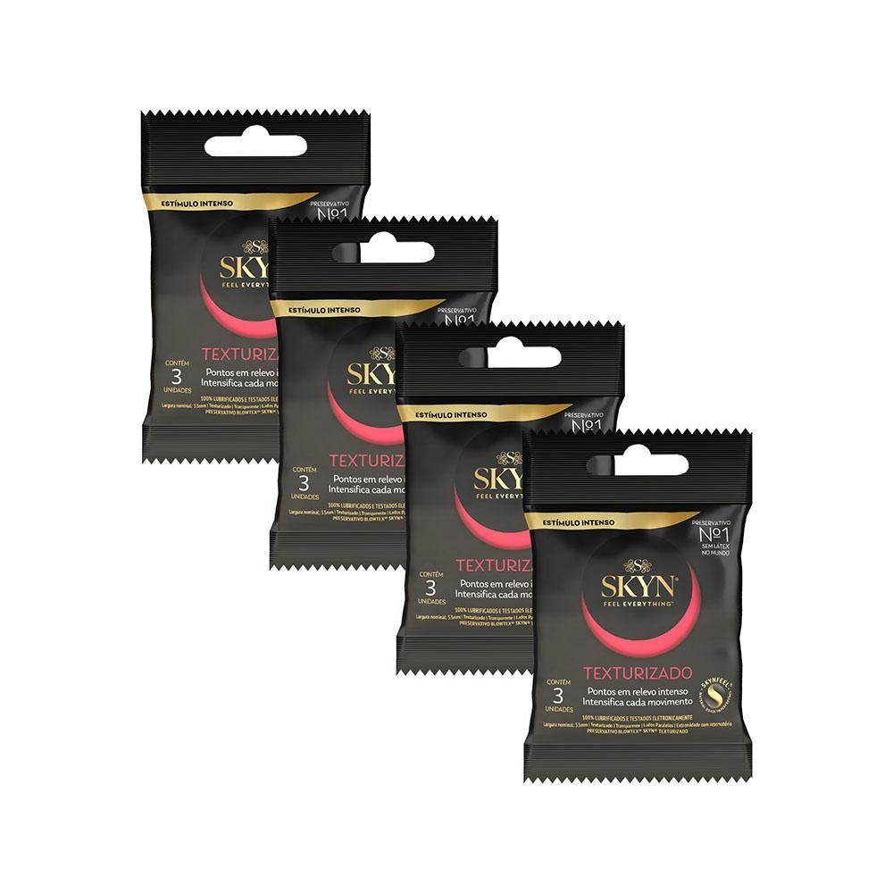 Kit 4 Pacotes Preservativo SKYN Texturizado C/ 3 Unidades Cada em Oferta na Shopee