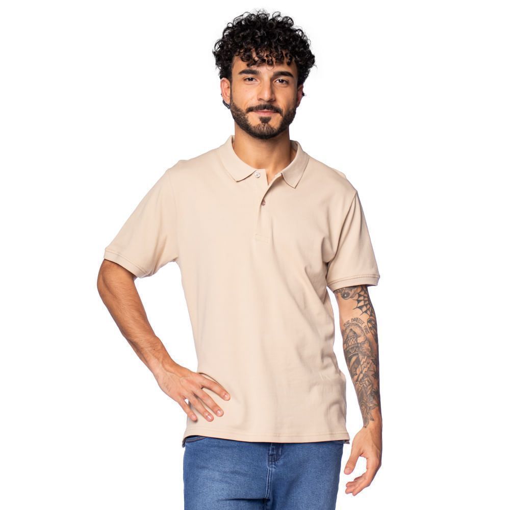 Camisa Polo Masculina Balboa Lisa Caqui em Oferta na Shopee