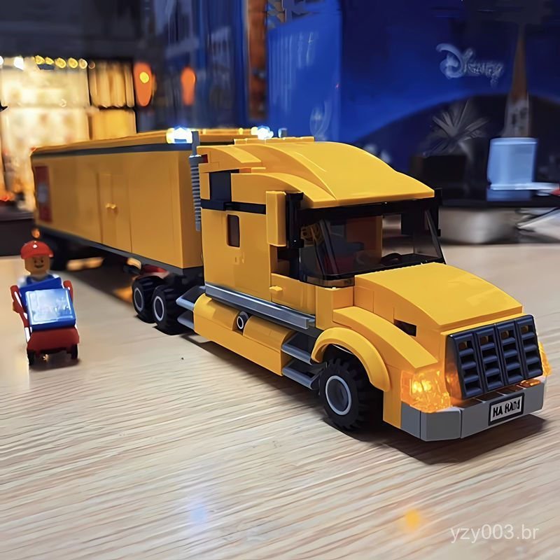 Blocos de construção Lego série cidade caminhão grande amarelo 63221 caminhão camping estação de ônibus RV crianças DIY