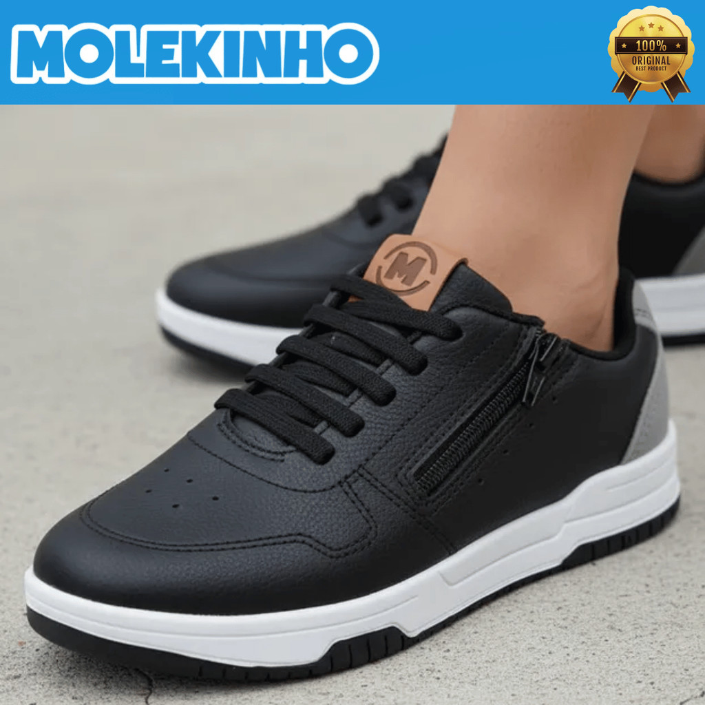 Sapatênis Molekinho Meninos Zíper Tênis Calce Fácil Escolar Infantil Conforto Casual Original