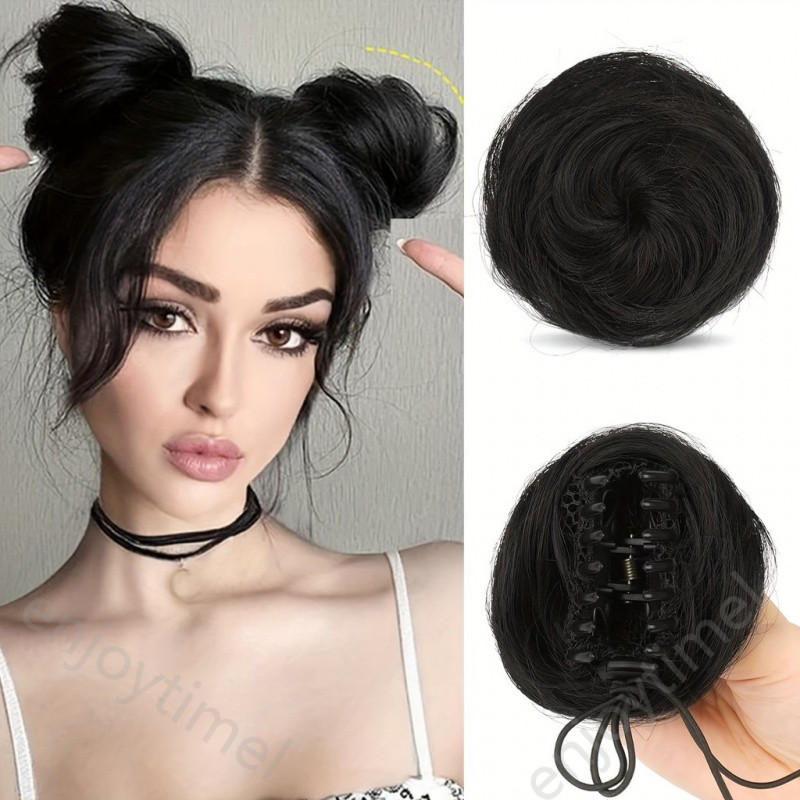 Elegantes Mini Grampos de Cabelo para Coque Extensões de Coque Desarrumado com Orelhas de Gato Scrunchies Sintéticos Coq