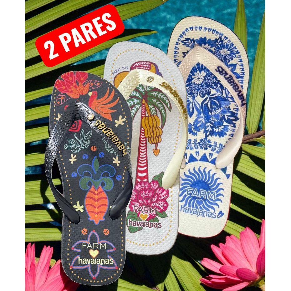 Chinelo Estampado Feminino 2 Pares Leves e Flexíveis