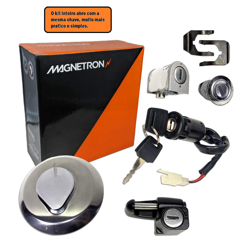 Kit 5 Peças Chave De Ignição + Tampa Tanque Titan 125 2000 2001 2002 2003 2004/ Fan 125 2005 2006 2007 2008 Magnetron