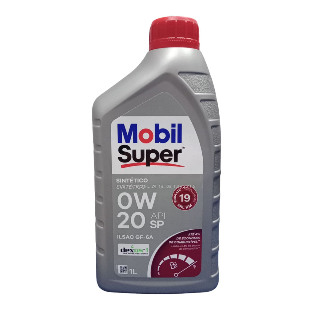 Óleo Lubrificante do Motor Mobil Super 0W20 API SP 100% Sintético GF-6 Dexos 1L em Oferta na Shopee
