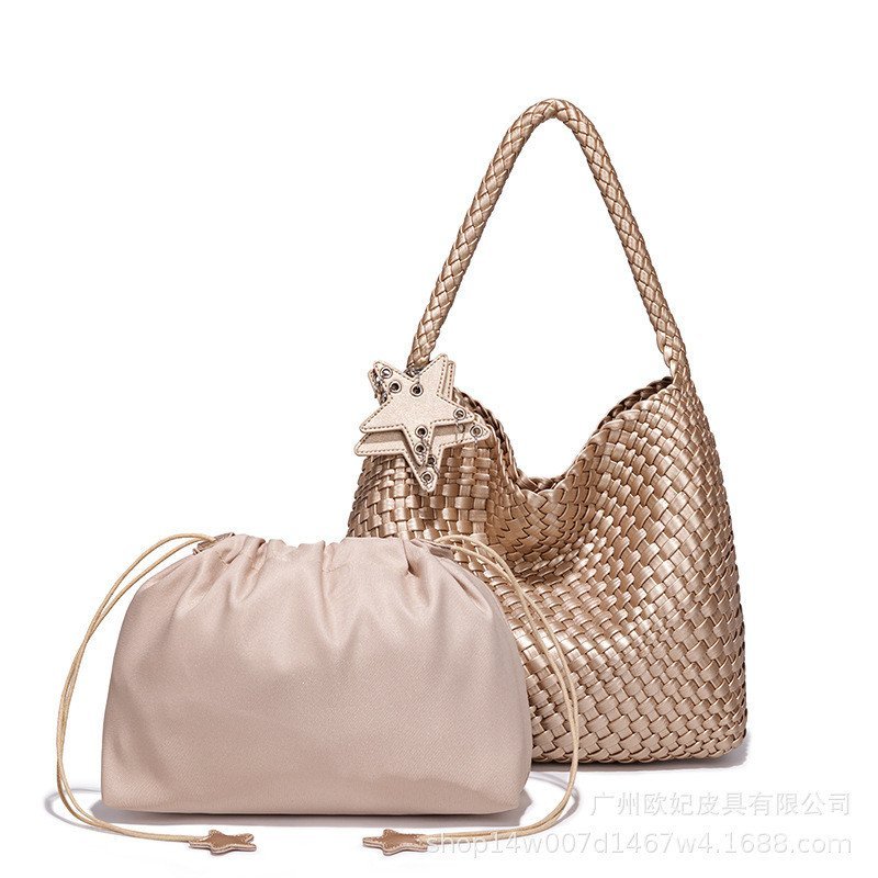 Bolsa de Mão Média Feita à Mão para Mulheres com Sensação de Alta Qualidade, Bolsa de Mão e de Ombro, Grande Capacidade