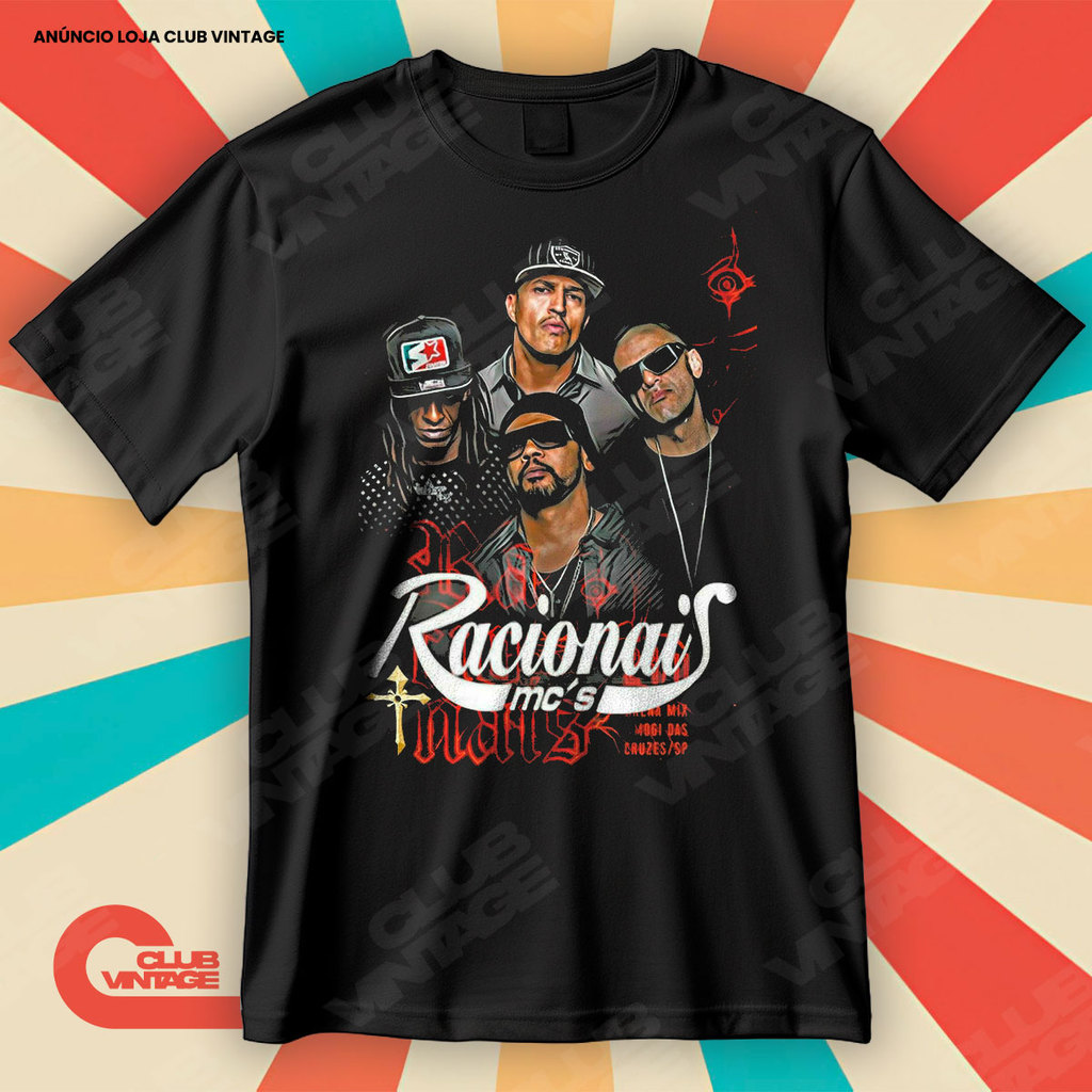 Camiseta Racionais MCs Integrantes Mano Brown Rap Blusa Camisa Artistas Nacionais 100% Algodão