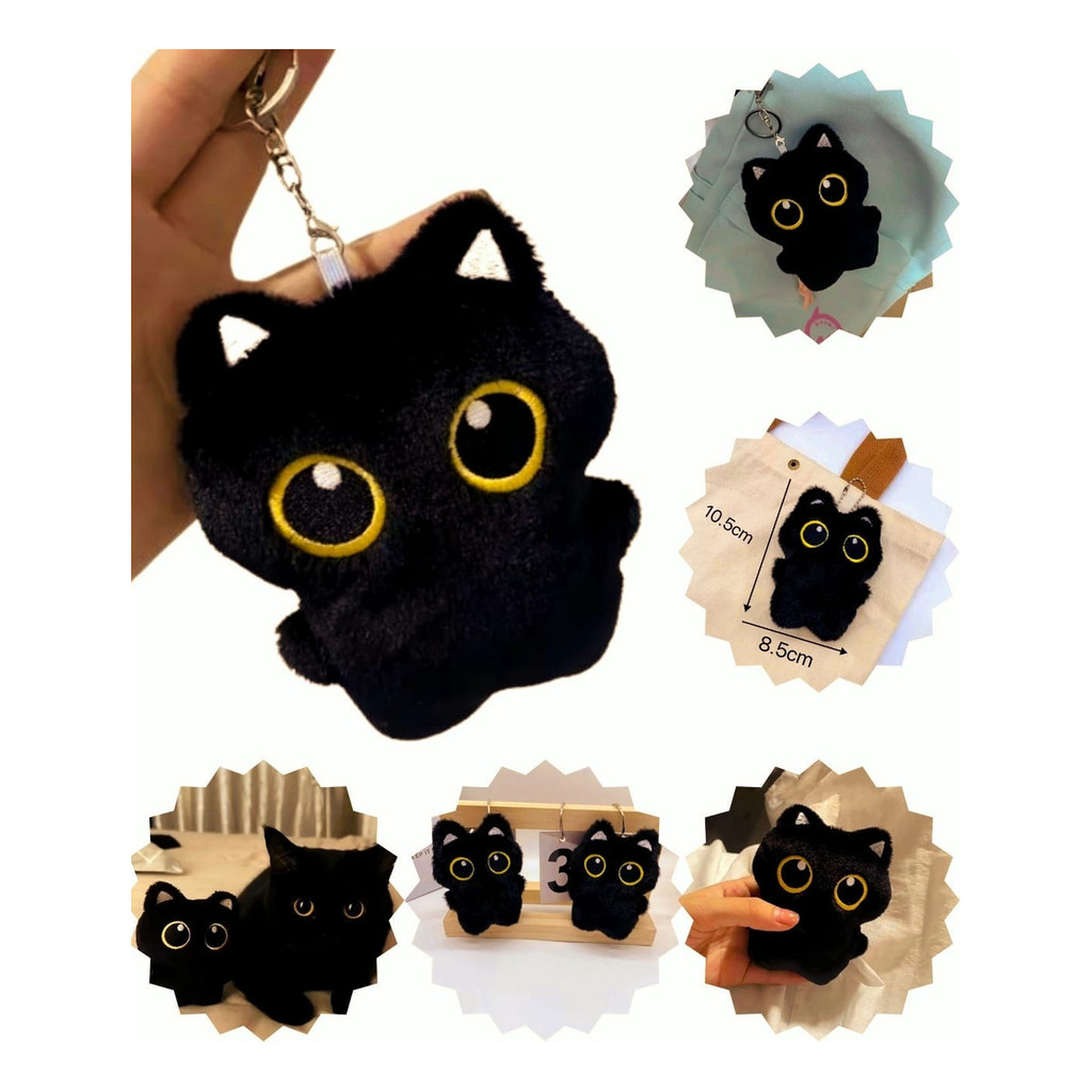 Chaveiro Pelúcia Gatinho Preto Gato Fofinho Acessório Bolsa
