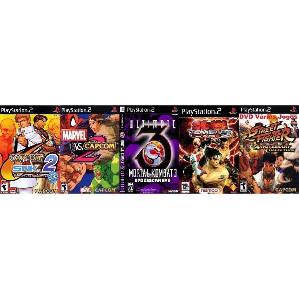 Ps2 Mortal Kombat 3 Capcom Vs Snk 2 Tekken 5 Marvel vs Capcom 2 Street Fighter Anniversary kit play