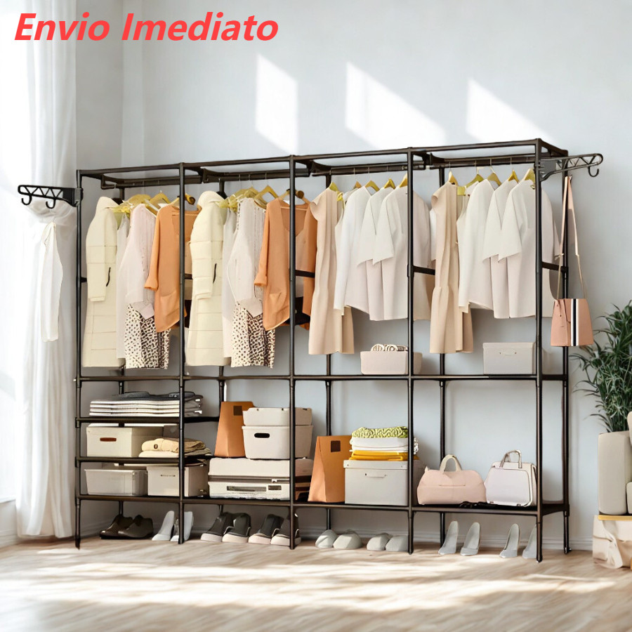 Roupeiro Guarda Roupa Portatil Cabideiro Arara Para Roupa Sapateira Organizador Multiuso Armário DMS