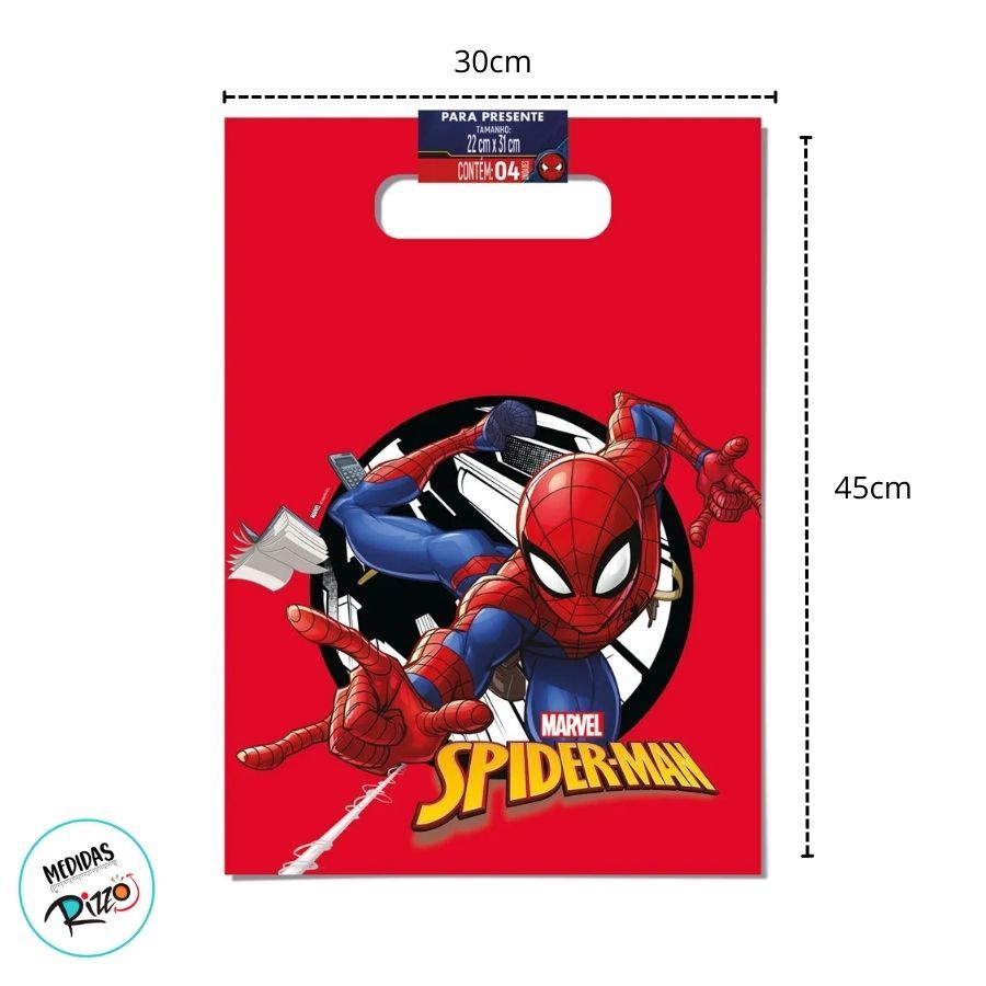 Sacola de Plástico - Homem Aranha - 30x45cm - Disney Original - 4 unidades - Cromus - Rizzo — imagem 2 de 2