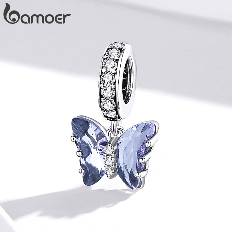 Bamoer Bead Roxo Borboleta Pingente DIY Pulseira Colar Acessórios Para Presentes Femininos · foto 2