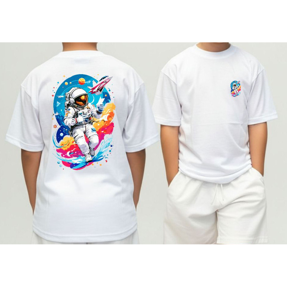 STREETGANG Camiseta Infantil Astronauta Animado Malha 30.1 100% Algodão Camisa Juvenil Estilosa Avião