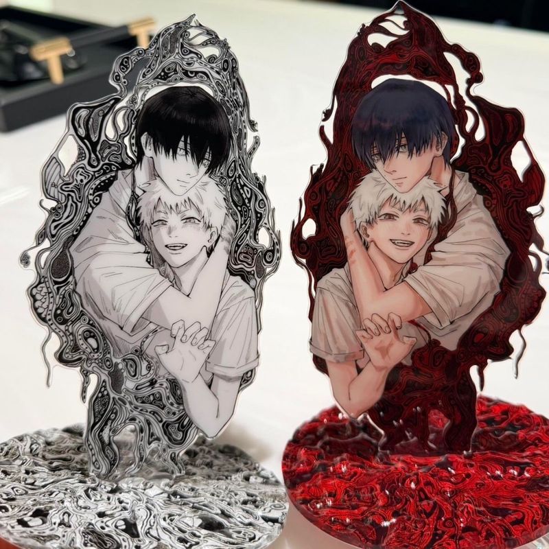 2 Pçs/Set Nova Combinação Criativa Anime O Verão Hikaru Died Yoshiki Tsujinaka Indou Figura Acrílica Suporte Modelo Brin