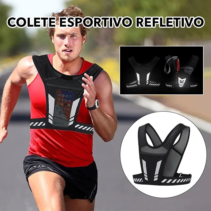 【Pronta Entrega】Colete Corrida Refletivo Suporte Celular Hidratacao Esportes Academia
