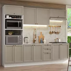 Armário De Cozinha Completa 270 Cm Branco/crema Vik Madesa 01 Branco/crema