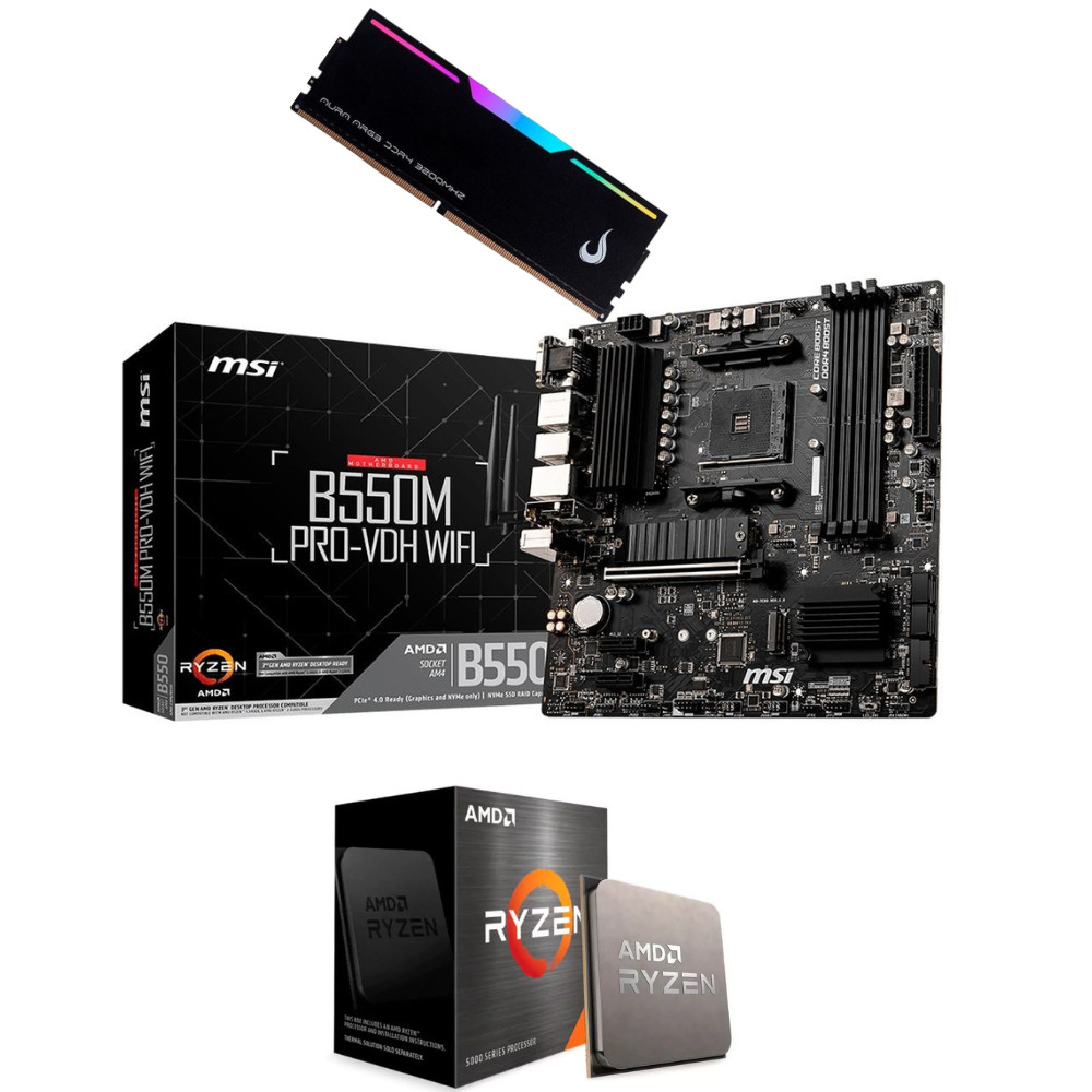 Kit Placa-Mãe MSI B550M Pro-VDH WiFi+R7 5700X+Aura 16GB DDR4