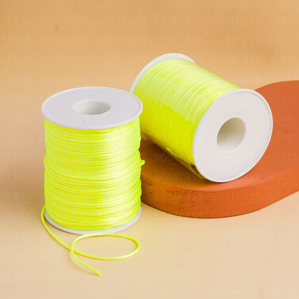 Fio de Seda Rabo de Rato 1mm Amarelo Neon - 100 Metros