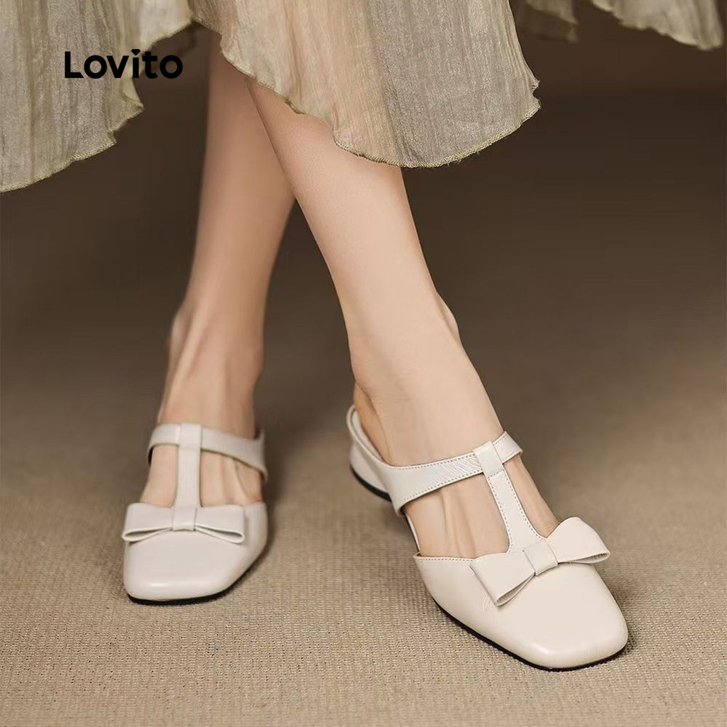 Lovito Sapatilha Mary Jane Elegante com Laço Frontal Para Mulheres LFA91126 em Oferta na Shopee