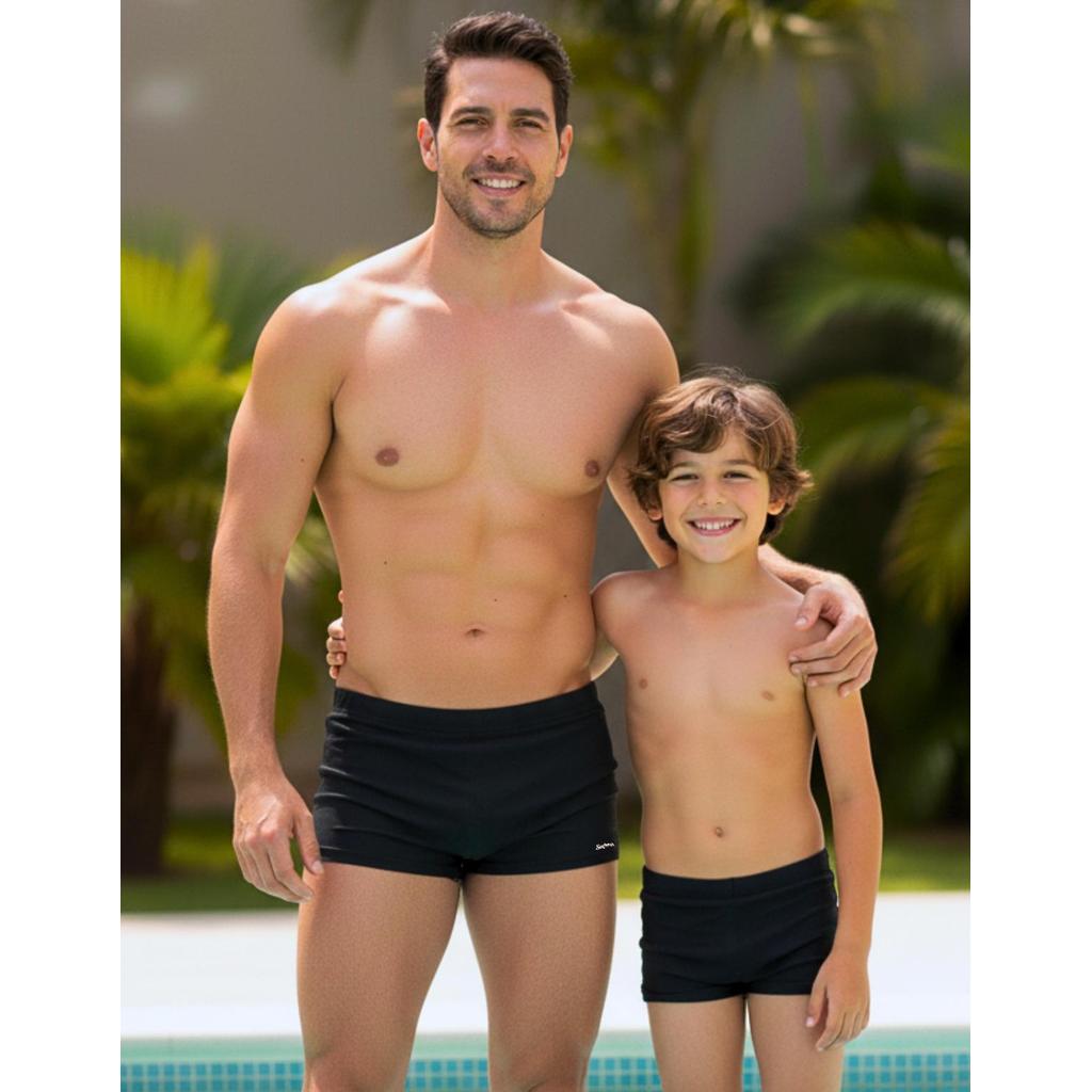 Kit 2 Sungas Boxer Masculinas Infantil Juvenil Adulto Pai Filho Forro Interno Moda Praia Natação
