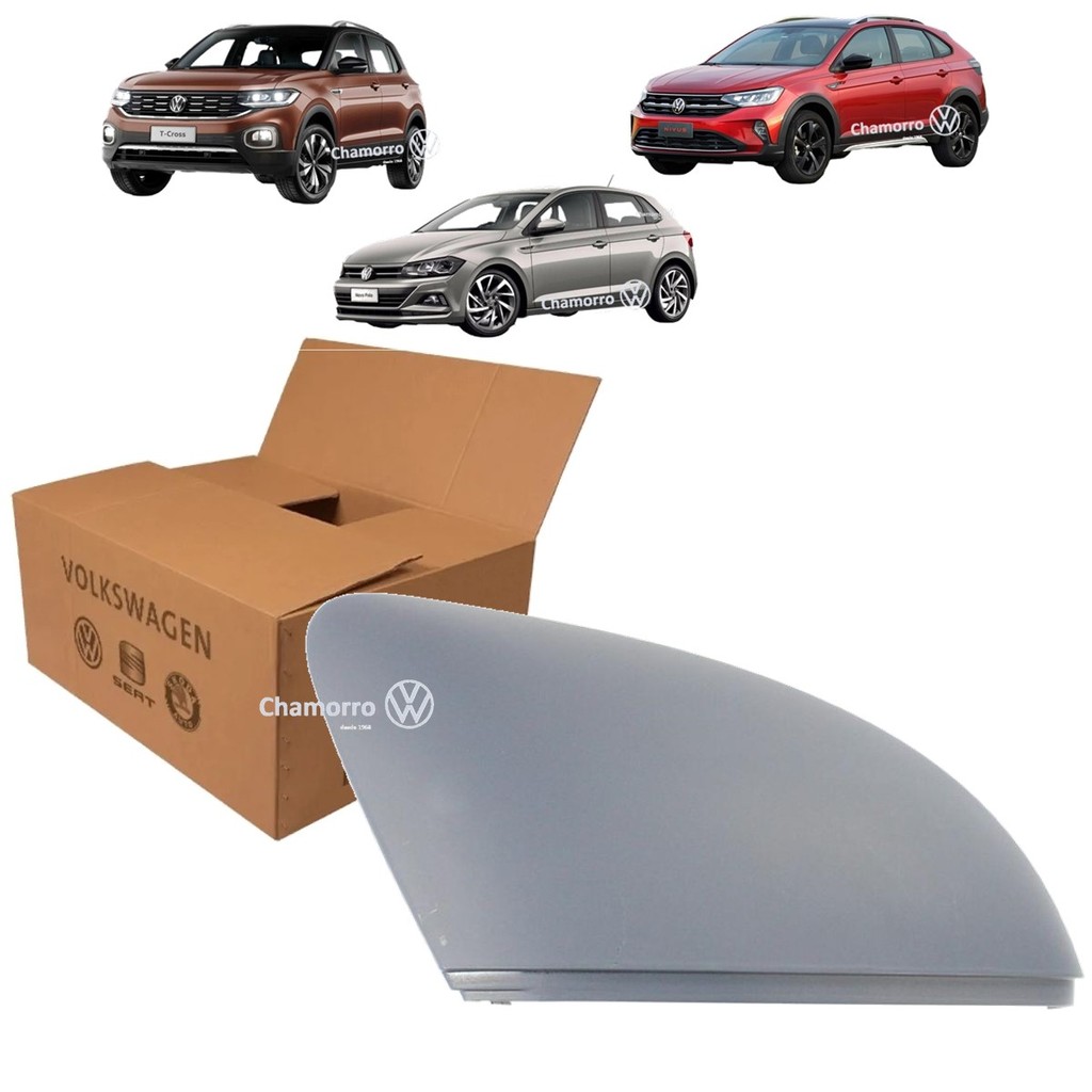 Capa Moldura Espelho Retrovisor Direito Vw Polo Virtus T-Cross Nivus Original Volkswagen 2GP857538AGRU