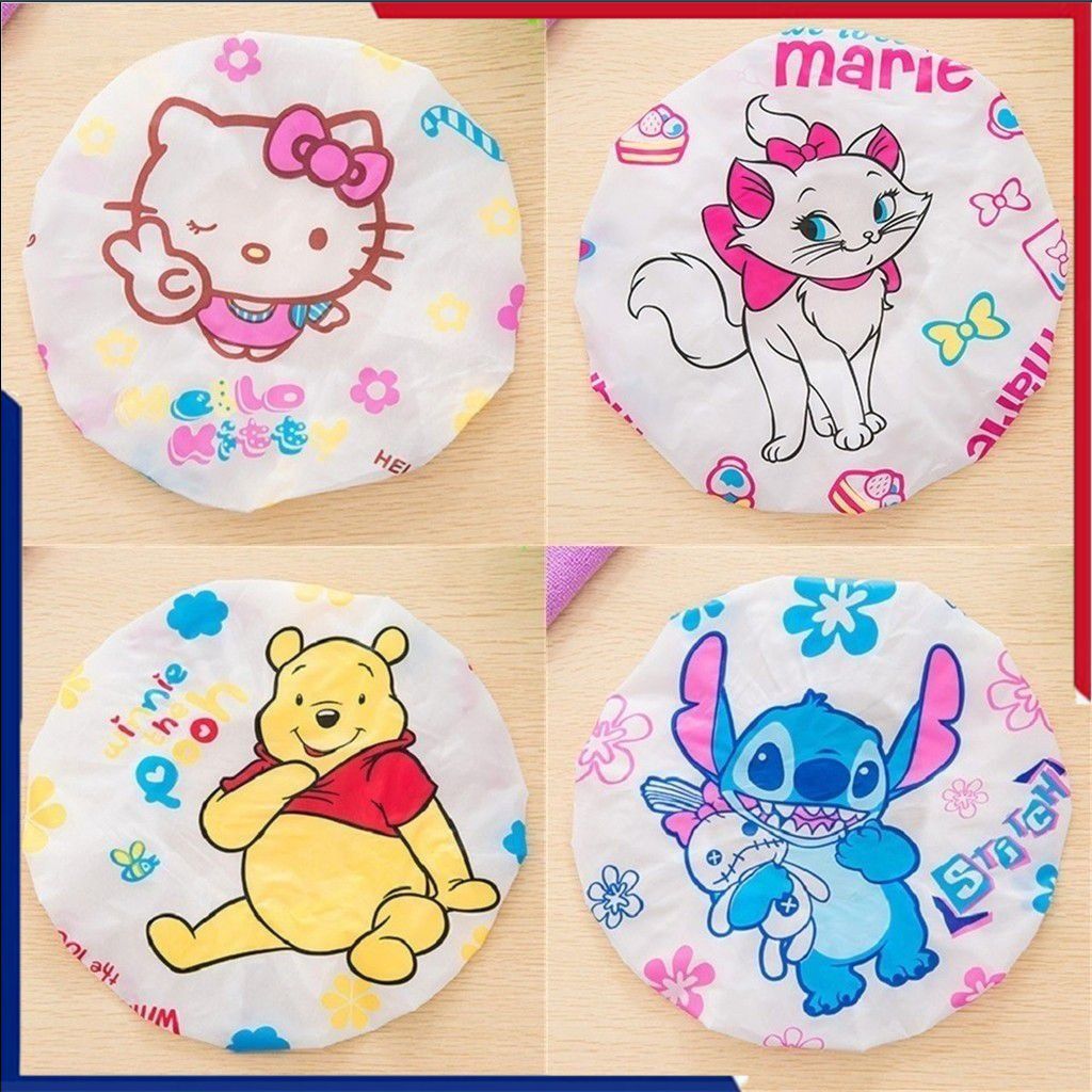 Touca De Banho Infantil Hello Kitty Rosa Com Estampa Do Stitch Para Proteção Contra Poeira E Cabelo - Ideal Para 