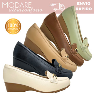 Sapato Feminino Modare 7014.287 Anabela Confortável Palmilha Acolchoada Antiderrapante Dia a Dia em Oferta na Shopee