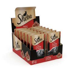 Kit Ração Úmida Sheba Sachê para Gatos Adultos Sabor Carne ao Molho 40 Unidades