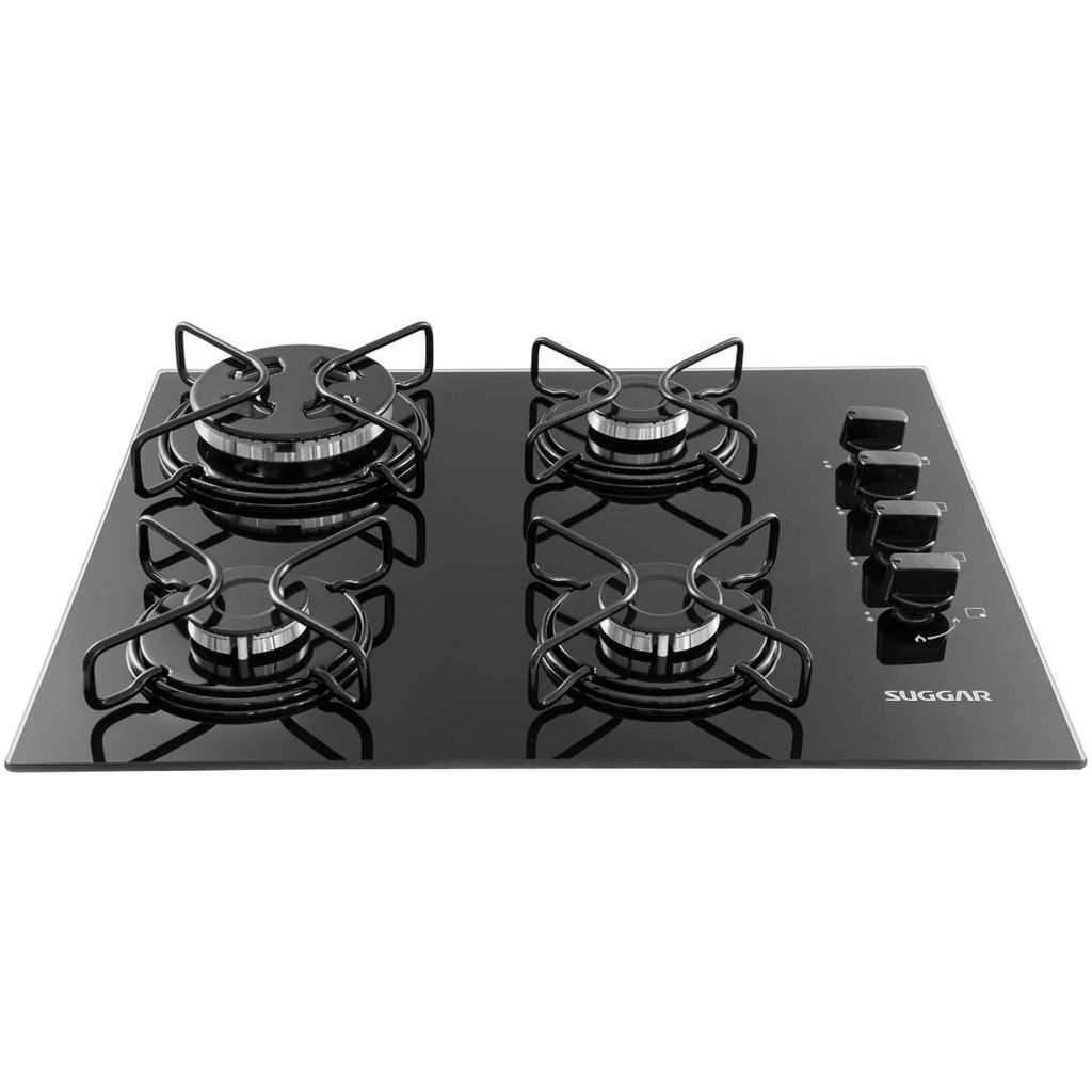 Cooktop a Gás Suggar FG4304AVP 4 Bocas Aço Esmaltado Vidro Preto