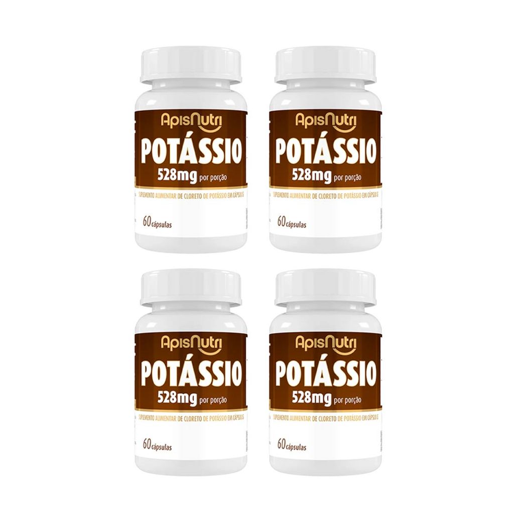 Kit 4 Suplemento Alimentar Potássio 528mg 60 Cap - Apisnutri