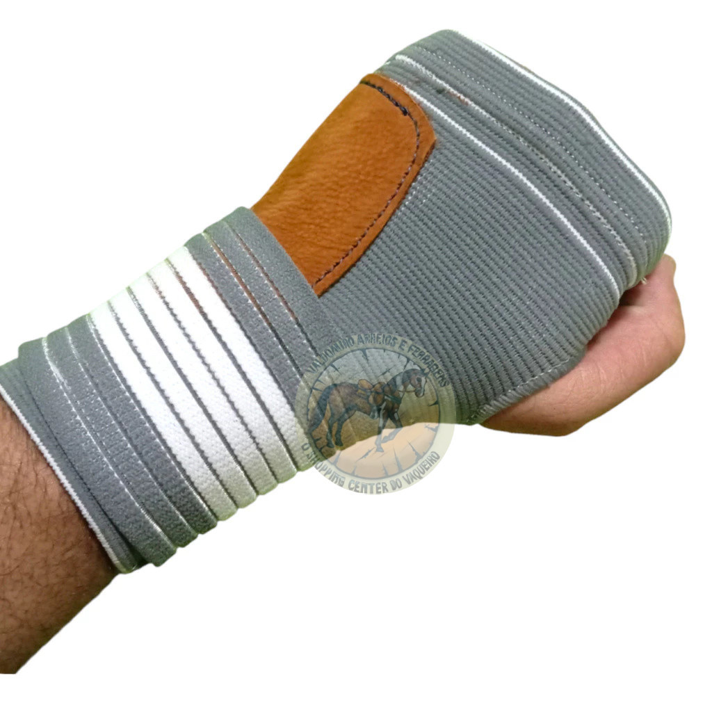 munhequeira De Pulso  Compressão para luva vaquejada com proteçao em couro com Ajuste