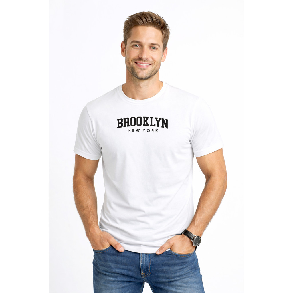 Camiseta Masculina Básica Estampada Confortável Casual Versátil Dia a Dia