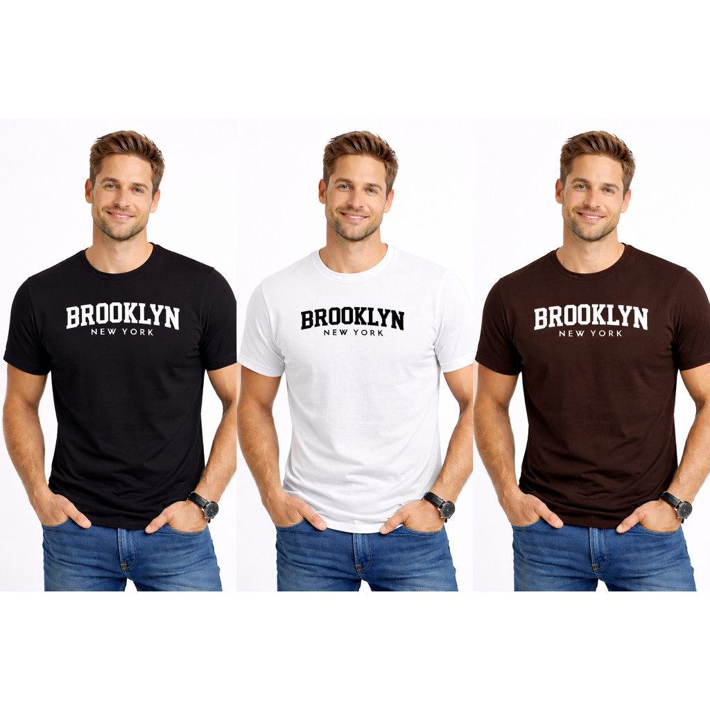Kit 3 Camiseta Estampada Masculina Básica Confortável Casual Versátil Dia A Dia