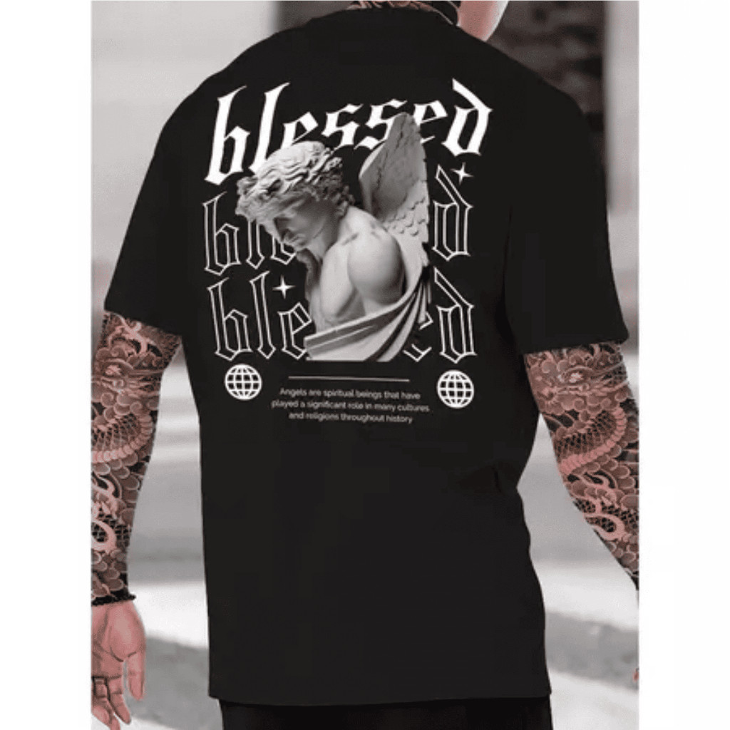 Camiseta Blessed, Camiseta algodão, Camiseta Casual, Camiseta adulta Camisa Streetwear Camisa básica confortavel, casual