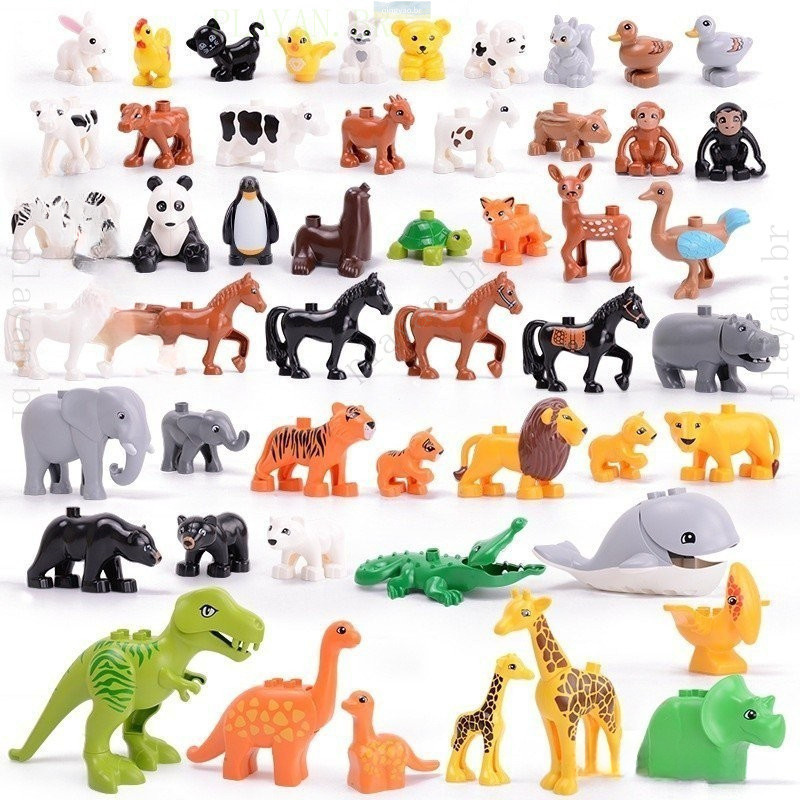 GUOJH Blocos de construção de animais vendidos em conjuntos Compatível Com lego duplo Bloco De Construção Animal Cena Sé