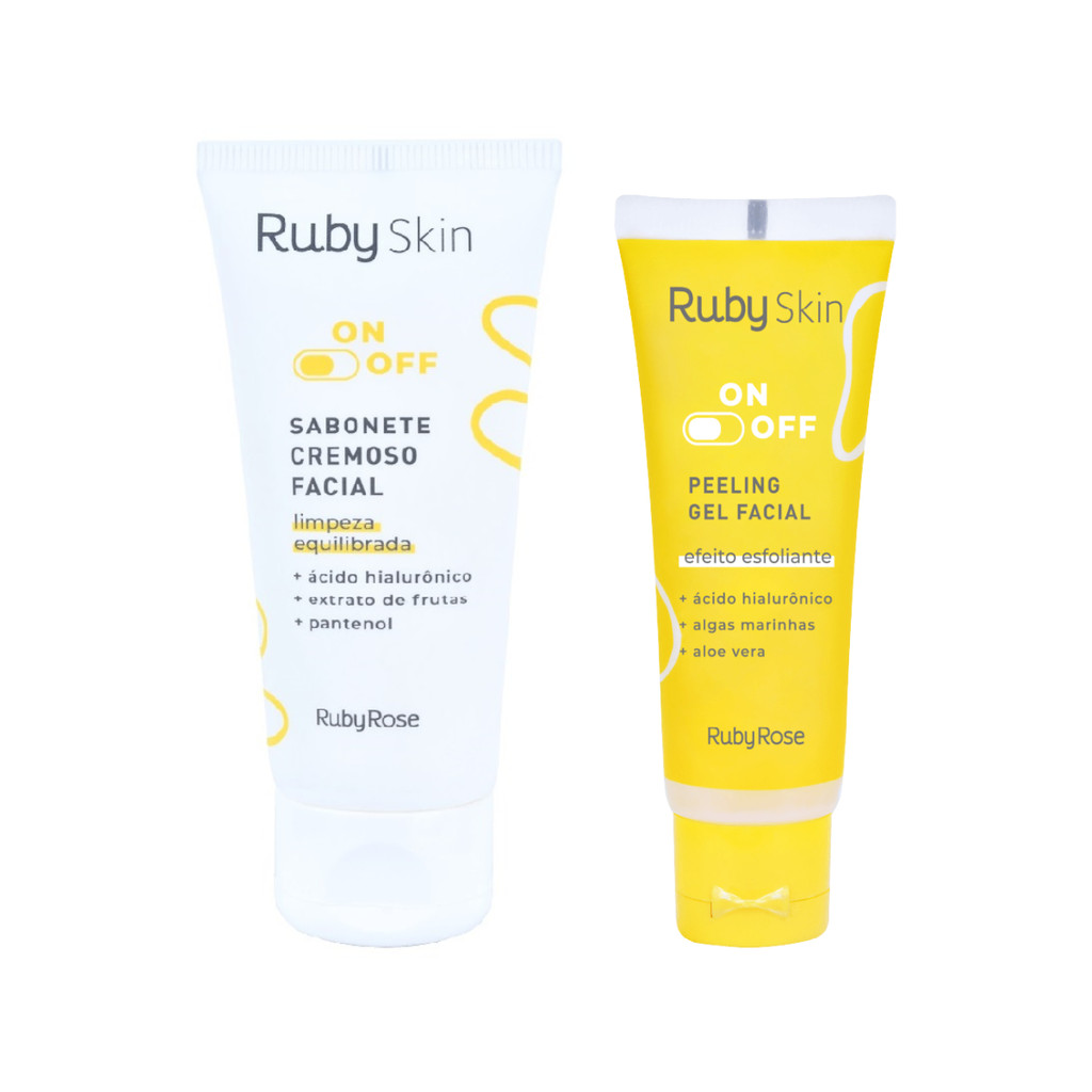 Kit 2 Itens On Off Ruby Rose Skin Peeling Gel facial + Sabonete Cremoso Facial