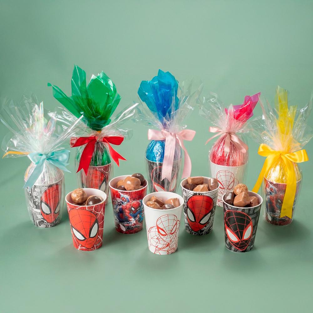 Kit 10 Copos Homem Aranha Spider Man Páscoa Festa Lembrancinha Aniversário Ovos Caseiros Brinde Plasútil