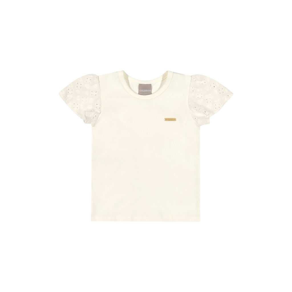 Blusa Infantil Menina Manga Godê Laise Colorittá Branco em Oferta na Shopee