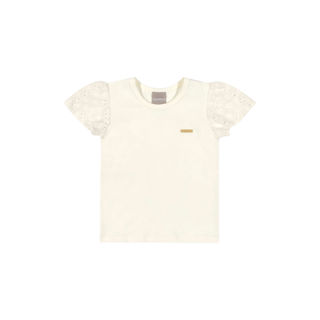 Blusa Infantil Menina Manga Godê Laise Colorittá Branco em Oferta na Shopee