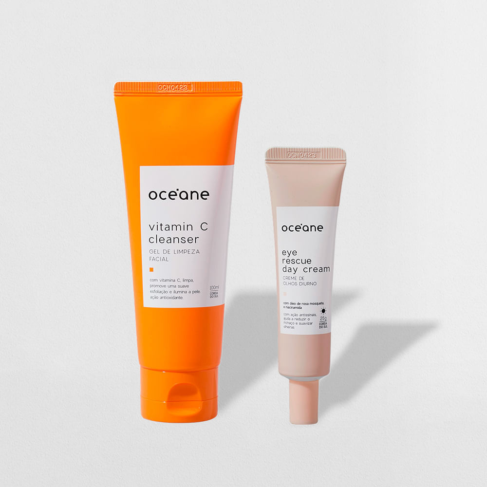 Kit Creme Antissinais Diurno para Área Dos Olhos + Gel de Limpeza Facial com Vitamina C (2 Produtos) em Oferta na Shopee