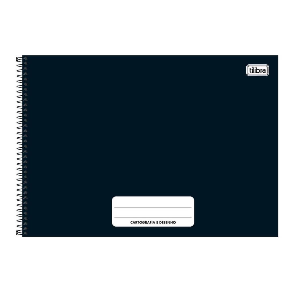 Caderno espiral capa dura cartografia 80 folhas Pepper Preto Tilibra