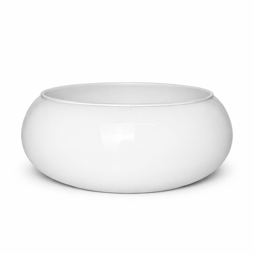 Vaso Vidro Redondo Médio Branco Arranjo Mesa Décor Ikebana