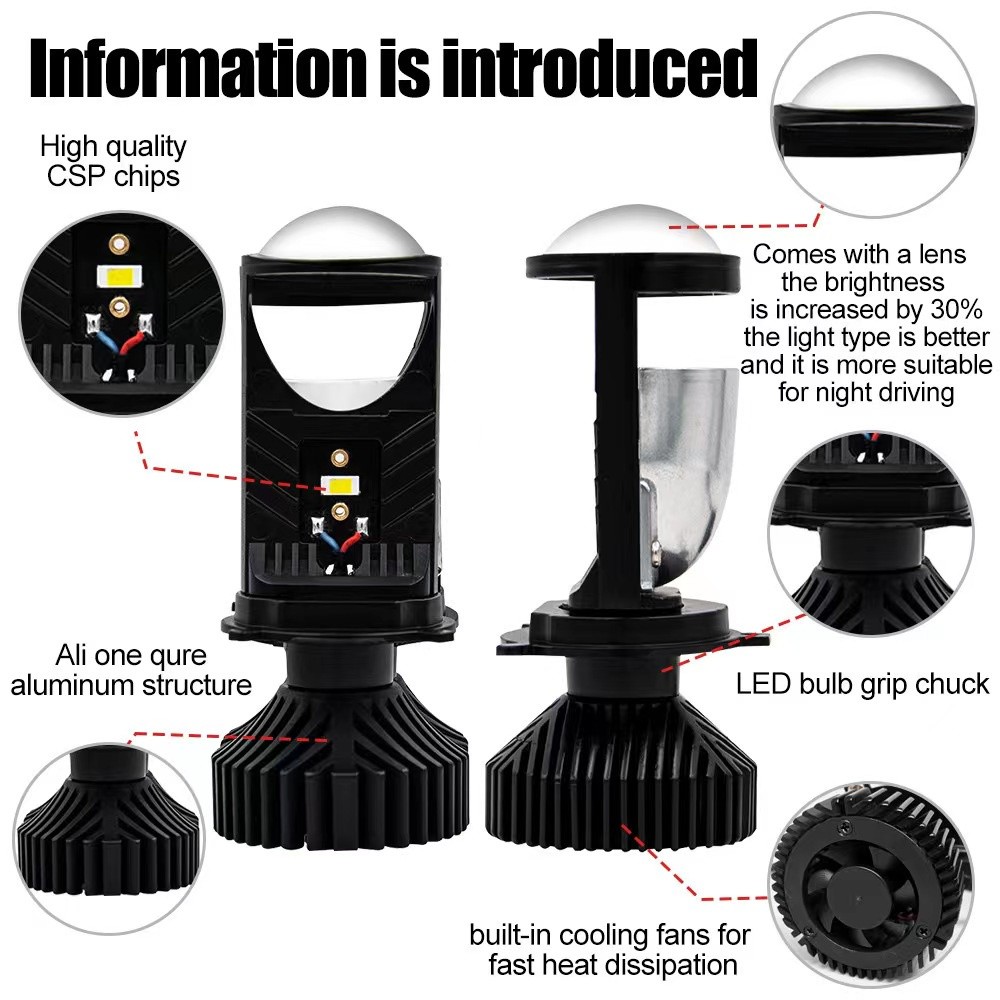 2PCS 24000LM Ônibus 90w/H4 Led Mini Projetor De Lente De Carro Hi/Lo Kit De Conversão De Faróis De Alta Qualidade