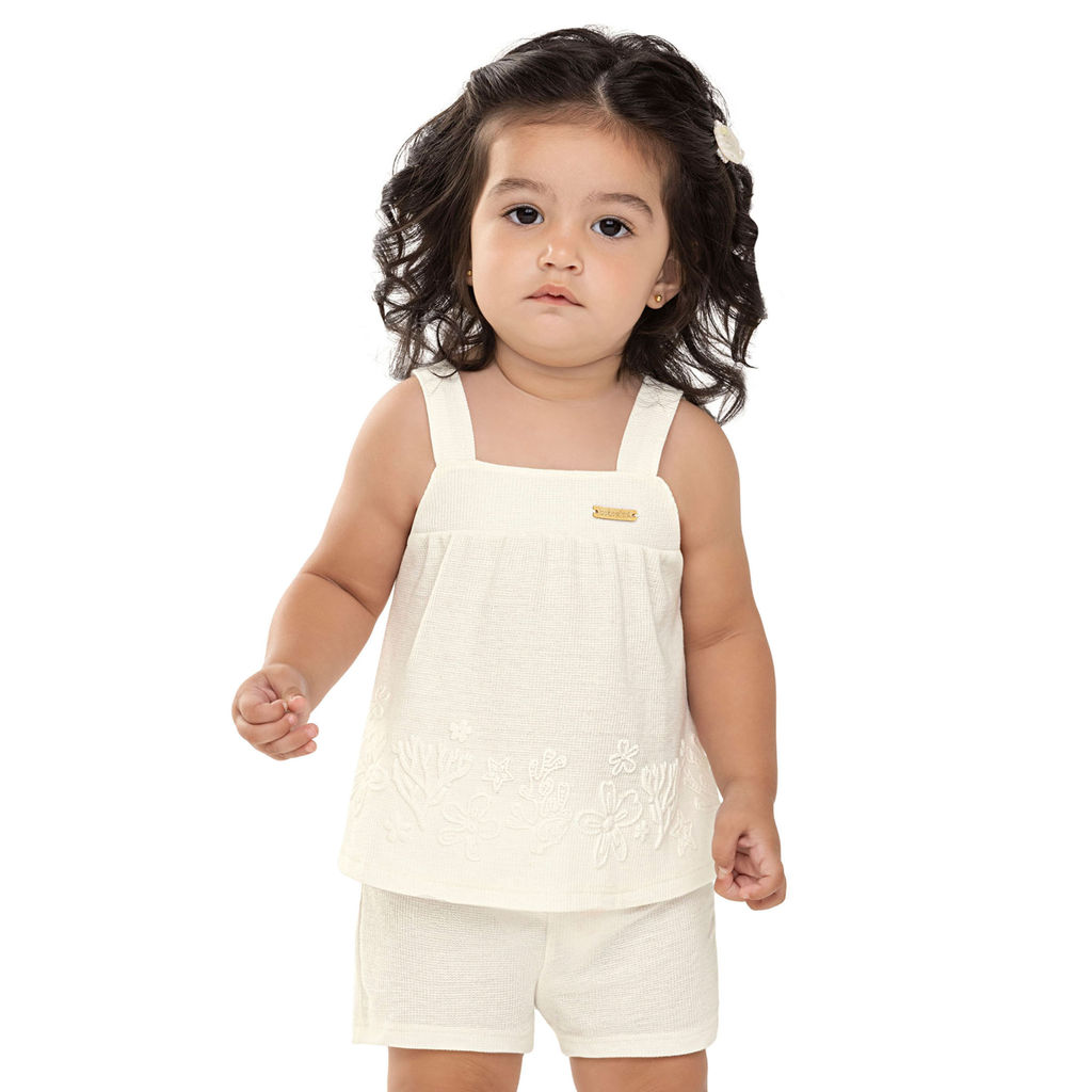 Conjunto Bebê Menina Malha Tricô Corais Colorittá Bege em Oferta na Shopee